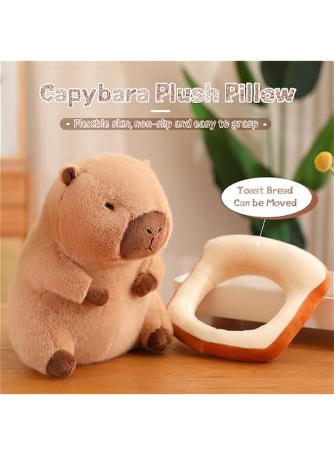 Cute Capybara Plush Kawaii Soft Capybara Plush Doll Pillow with Bread Capybara Stuffed Aniamls Toys for Girls Kids Adults Birthdays s Gift 12 inch