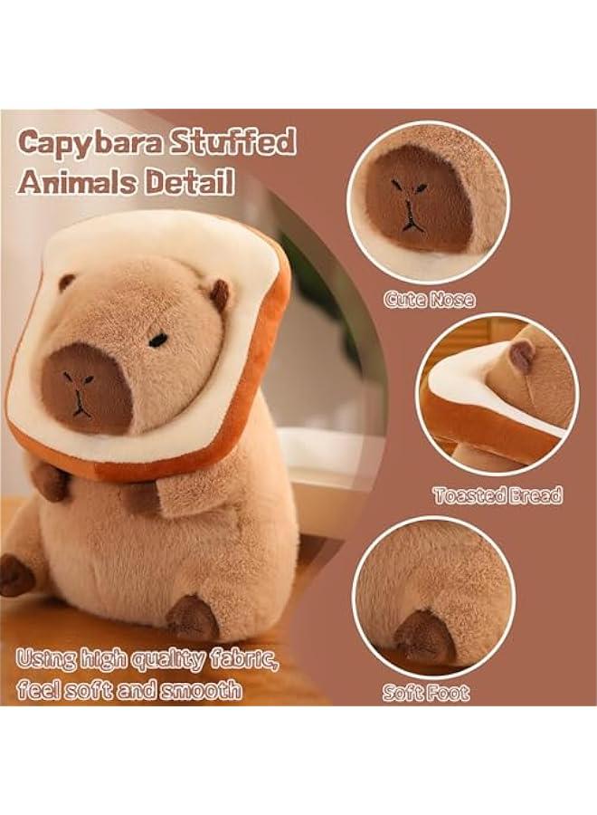 Cute Capybara Plush Kawaii Soft Capybara Plush Doll Pillow with Bread Capybara Stuffed Aniamls Toys for Girls Kids Adults Birthdays s Gift 12 inch