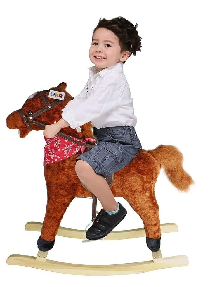 Soft Wooden Rocking Horse Ride On Toy For Rider Toddlers