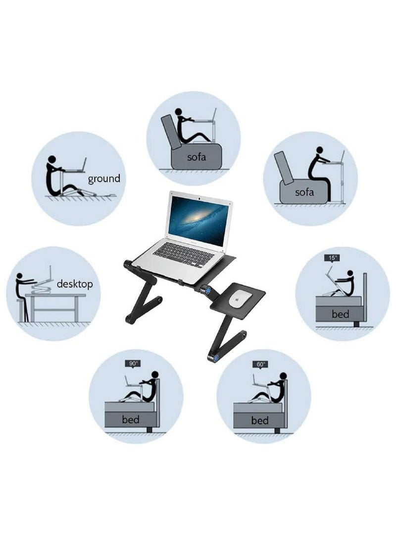 Adjustable Laptop Stand with Mouse Platform – Foldable Laptop Riser for Bed & Sofa – Ergonomic Desk Stand for Tablets and Laptops – Portable and Adjustable Height & Angle