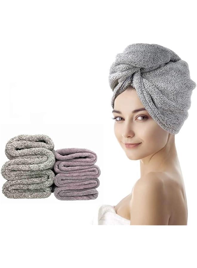 Monond Birsppy Large Size Microfiber Hair Towel Wrap, Super Absorbent Quick Drying Hair Turbans with on, for Drying Curly, Long & Thick Hair(2 Packs, 27 13)