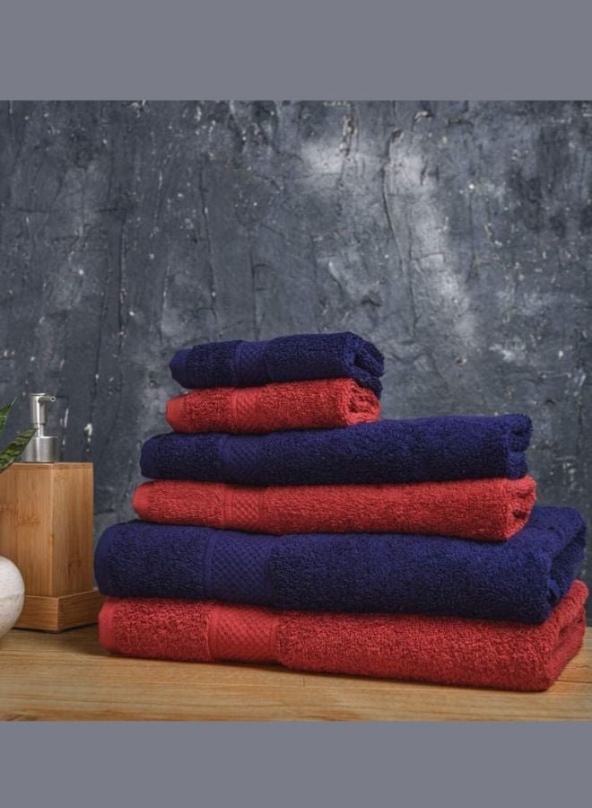 Wakefit Terry 100% Cotton 6 Piece Towel Set, 500 GSM, 2 Bath, 2 Hand and 2 Face Towels (Chilli Pepper, Navy Blue)…