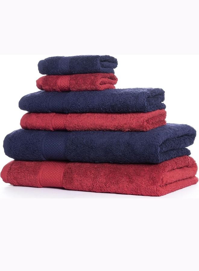 Wakefit Terry 100% Cotton 6 Piece Towel Set, 500 GSM, 2 Bath, 2 Hand and 2 Face Towels (Chilli Pepper, Navy Blue)…