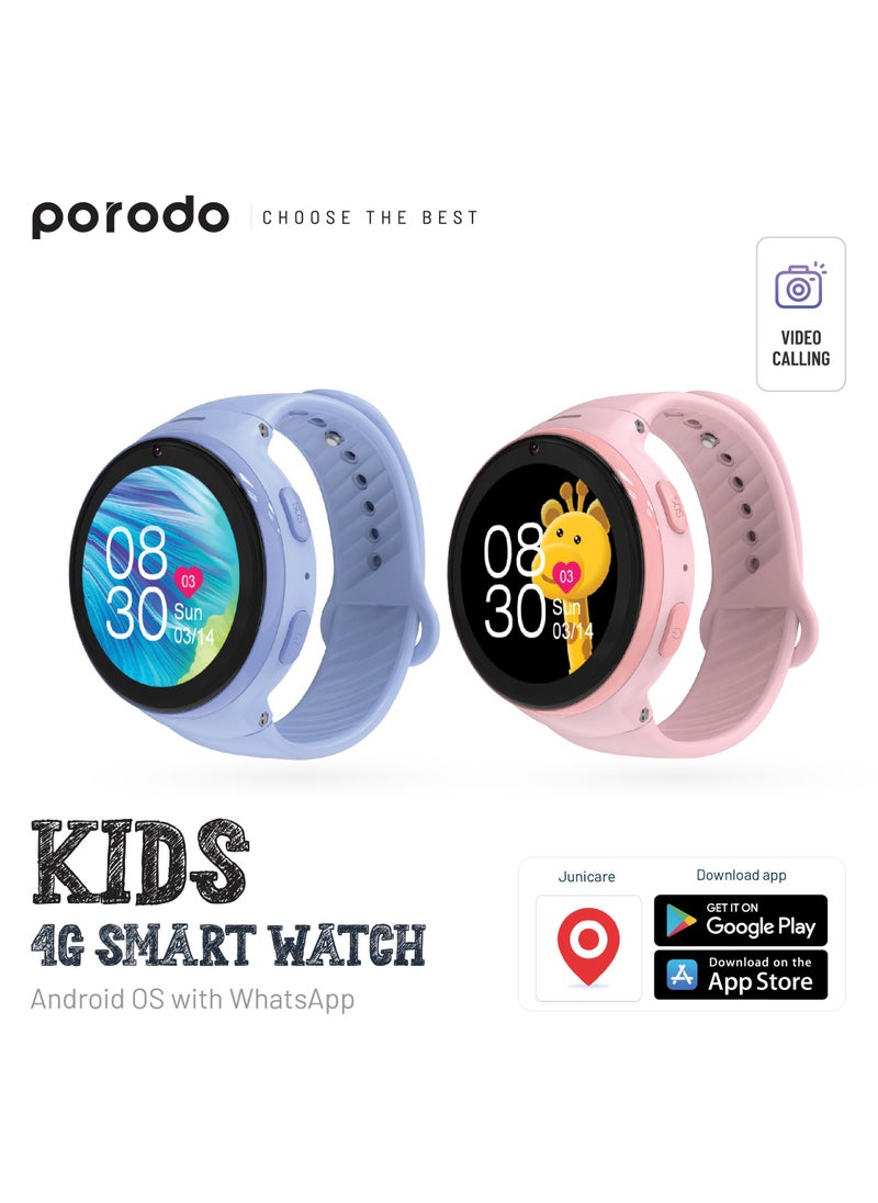 4G Smart Watch for Kids with GPS and JuniCare app and WhatsApp / IP65 Water Resistant / 1.3