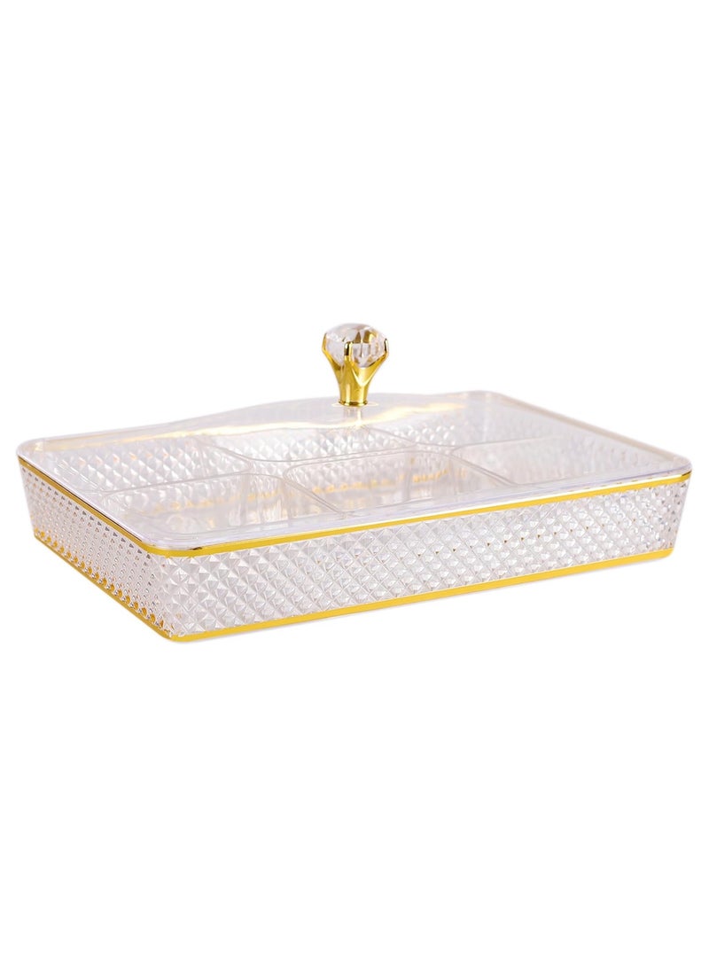 Acrylic Rectangle Tray with Lid - 40x27cm | 6 Inner Dividers