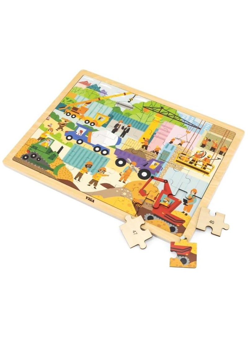 Viga Construction Area Wooden Puzzle 48-Piece