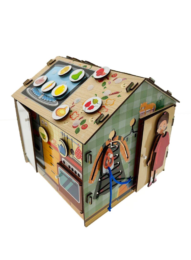 FOFA Wooden Educational Board - Busy board - Housekeeping — A Magical World Full of Engaging Activities and Educational Games for 3 4 5 Years Old Girls Boys Gifts Travel Toy