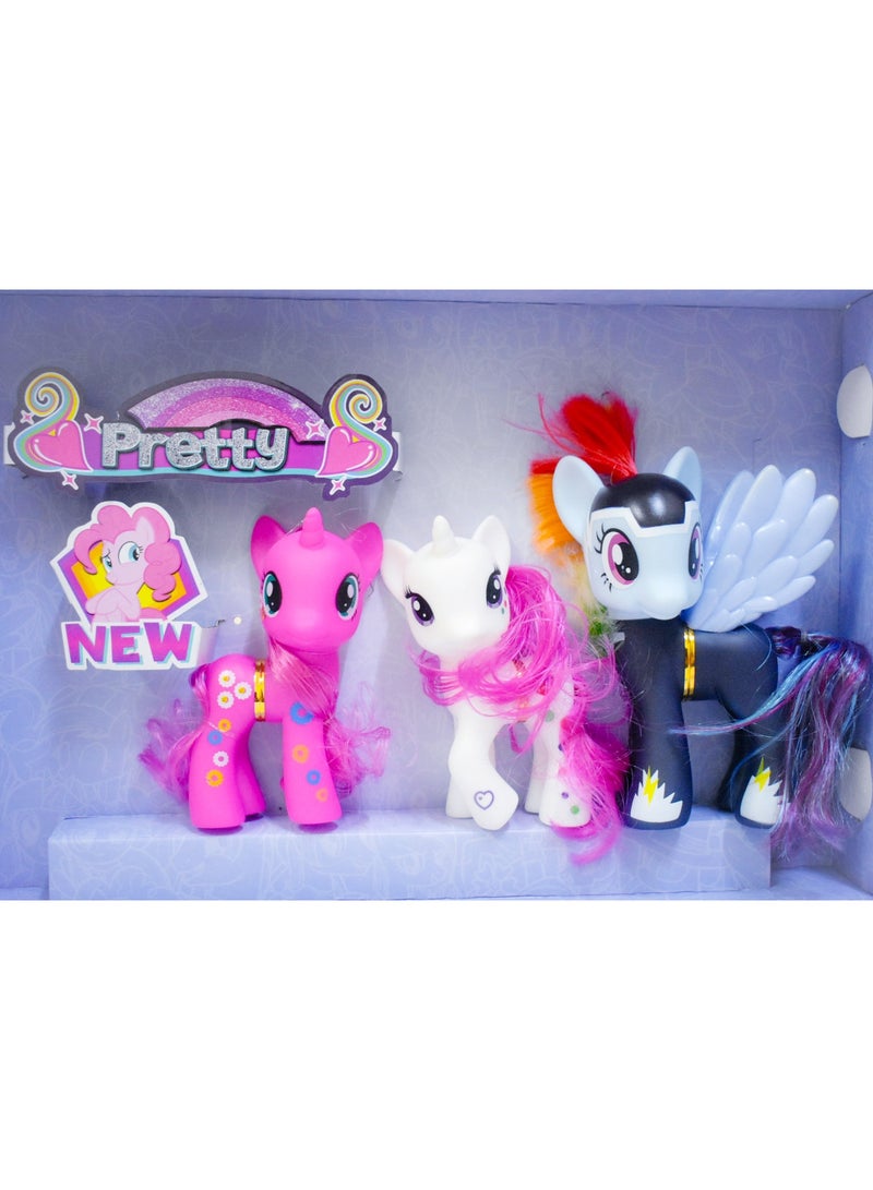 My Little Pony Toy Set with Three Characters: Rarity, Pinkie Pie & Twilight Sparkle, Plus 8 Accessories . Best gift for girls three years and above