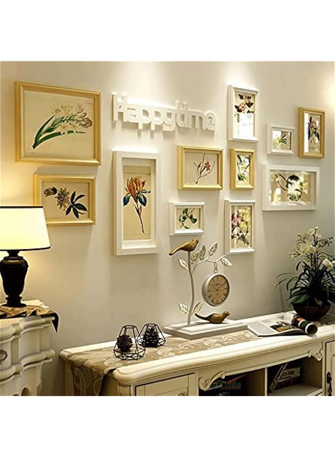 Photo Wall - Gold Metal Wall Photo Frame Collection, Aluminum Photo Frame with Ivory Color Mat Real Glass