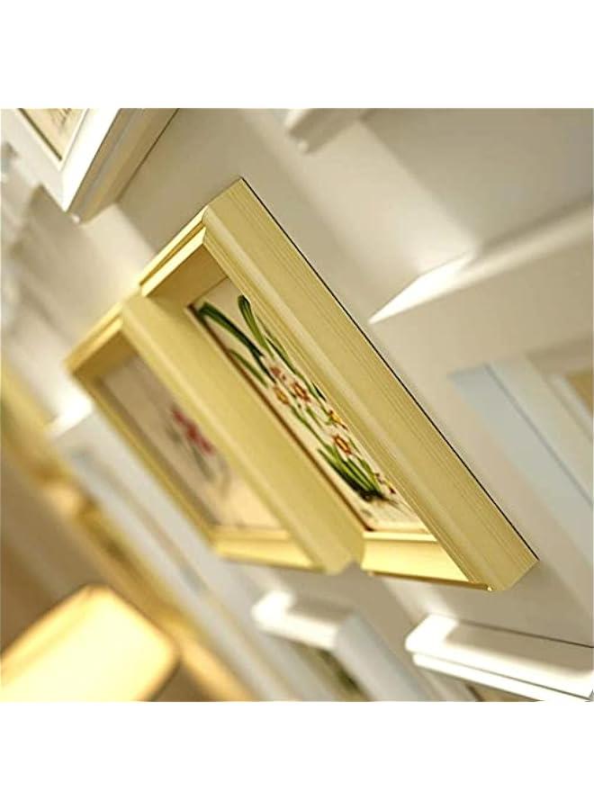 Photo Wall - Gold Metal Wall Photo Frame Collection, Aluminum Photo Frame with Ivory Color Mat Real Glass