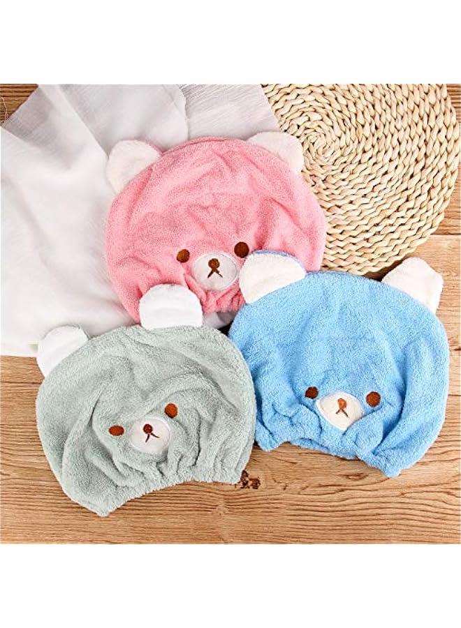 3Pcs Hair Drying Towel for Kids Girls Soft Absorbent Kids Dry Hair Cap Kids Hair Towel Wrap Head Towel Wraps for Kids