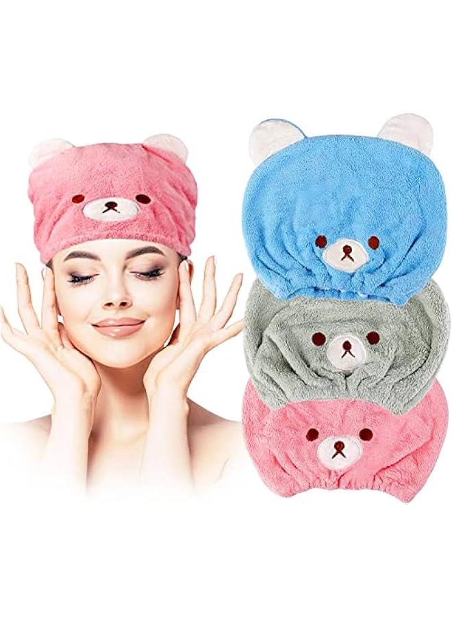 3Pcs Hair Drying Towel for Kids Girls Soft Absorbent Kids Dry Hair Cap Kids Hair Towel Wrap Head Towel Wraps for Kids