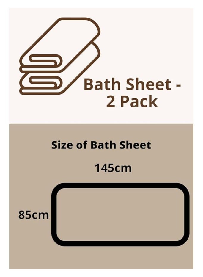 Pack of 2 Premium Towels 85 x 145 cm, 500 GSM 100% Cotton Ultra-Absorbent