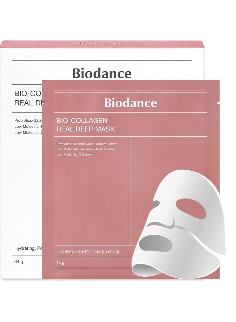 BIODANCE Bio-Collagen Real Deep Mask, Hydrating Overnight Mask, Pore Minimizing, Elasticity Improvement | 34g x4ea