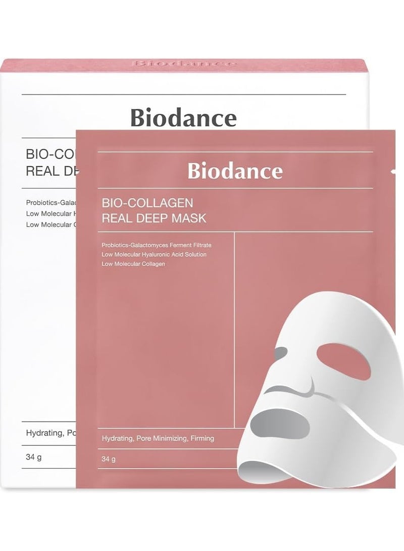 Bio-Collagen Real Deep Mask 34g x 4ea, Hydrating Overnight Mask Pore Minimizing