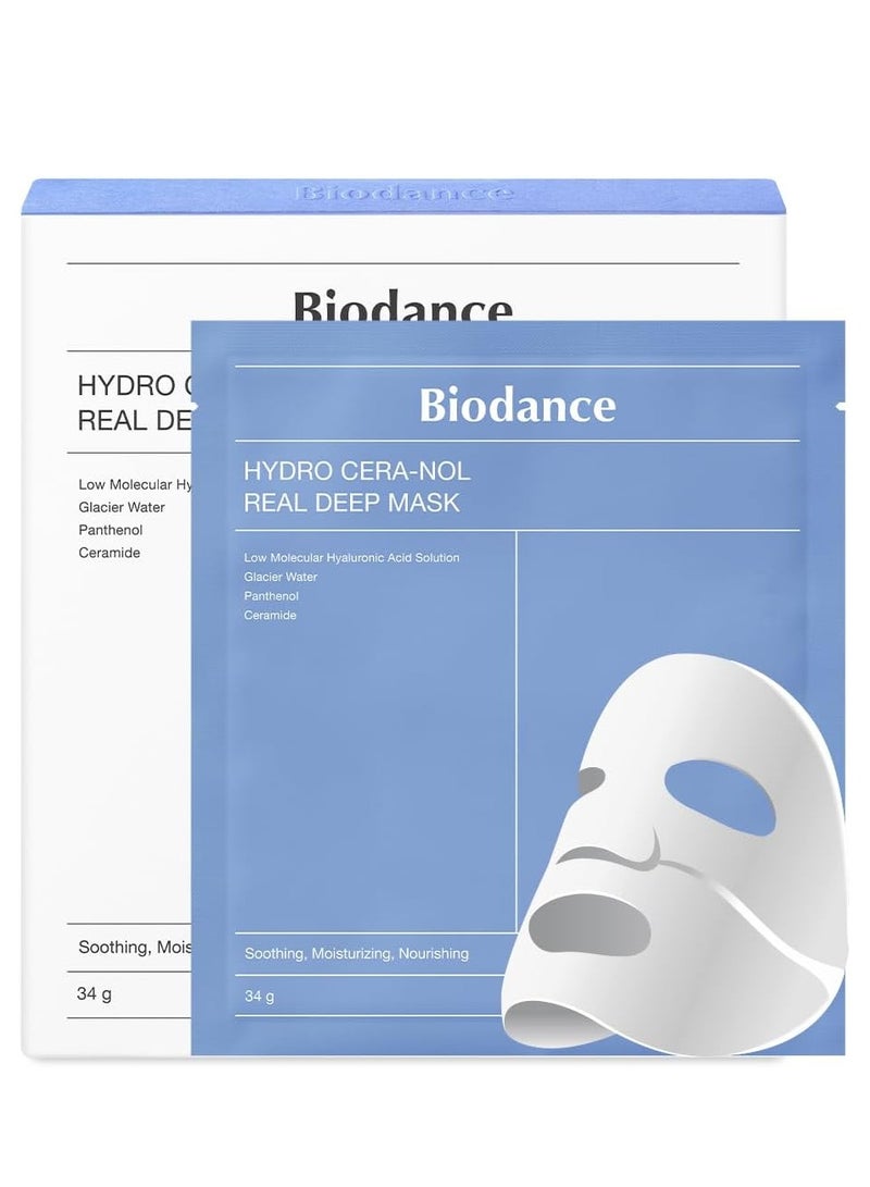 BIODANCE Hydro Cera-nol Real Deep Mask, Overnight Hydrogel Mask, Soothing, Moisturizing, Nourishing | 34g x 4ea