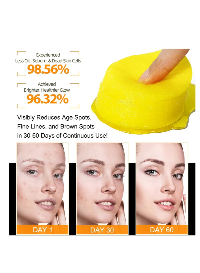 50Pcs Kojic Acid and Turmeric Cleansing Pads & Cleansing Foam 150ml Kojic Acid Pads and Mousse Reduce Dark Spots Balance Oil & Water Remove Excess Keratin