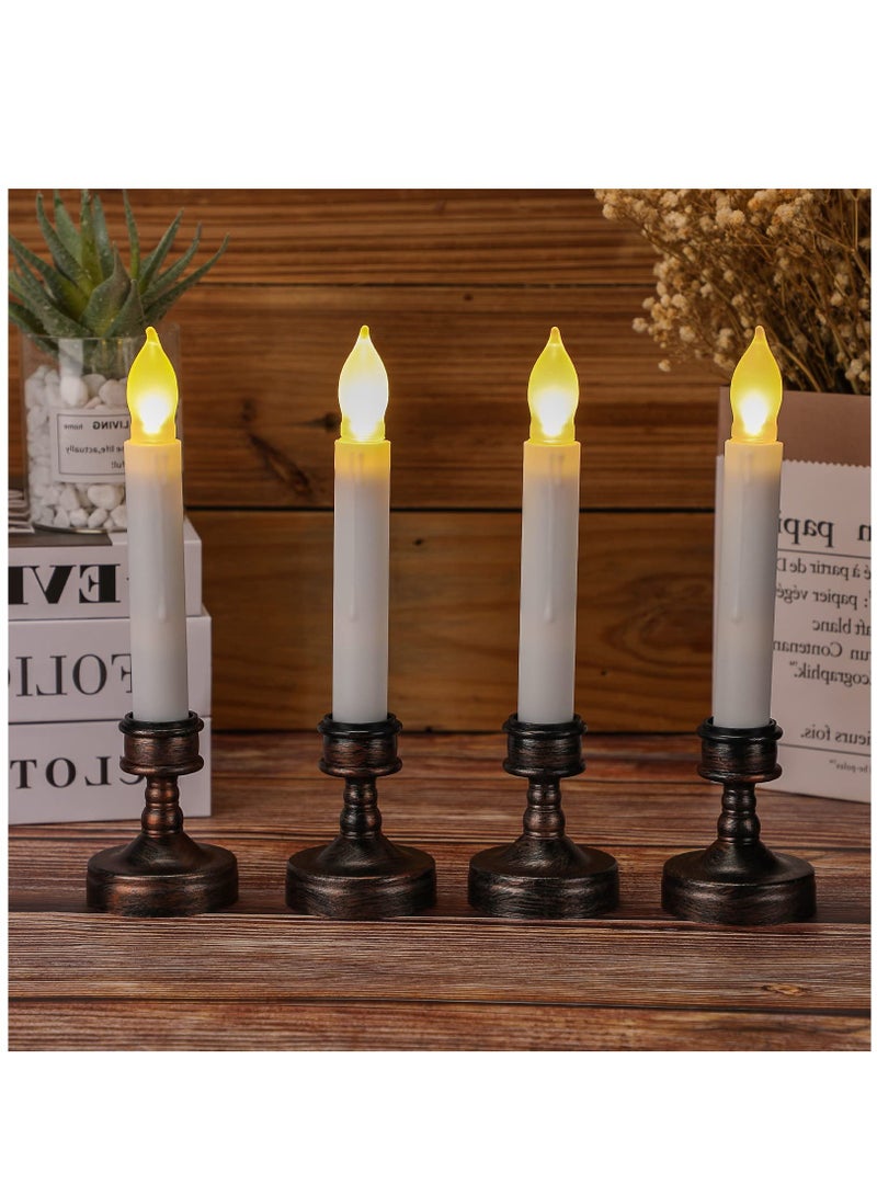 Set of 12 Black Plastic Taper Candle Holders for Wedding and Dinner Table Centerpieces