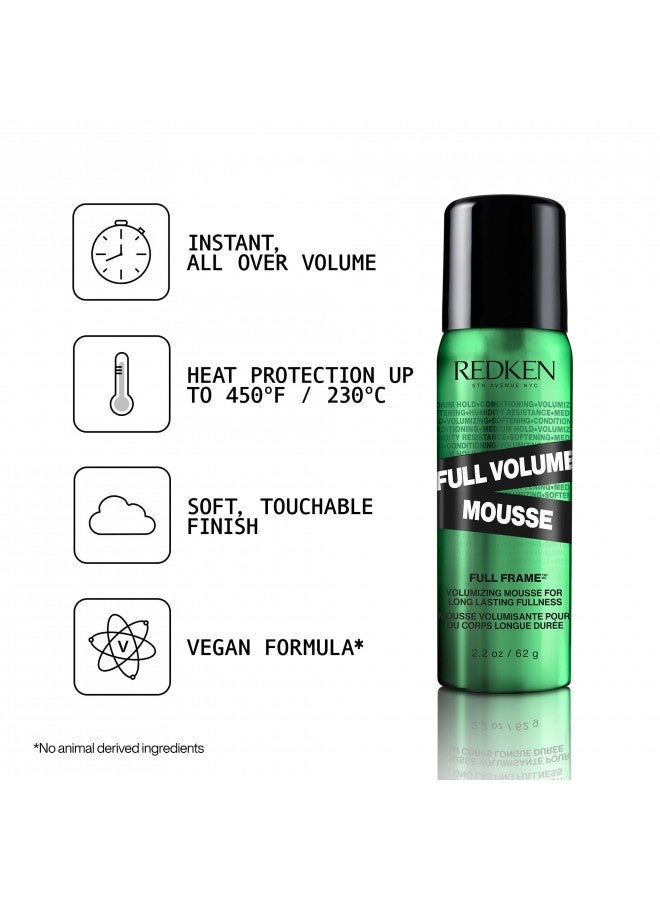 Redken Full Volume Mousse | For All Hair Types | Volumizing Hair Mousse | Adds Maximum Body And Lift To Lengths And Ends | Moisturizes Hair And Protects Against Heat And Damage | Medium Control | 2Oz