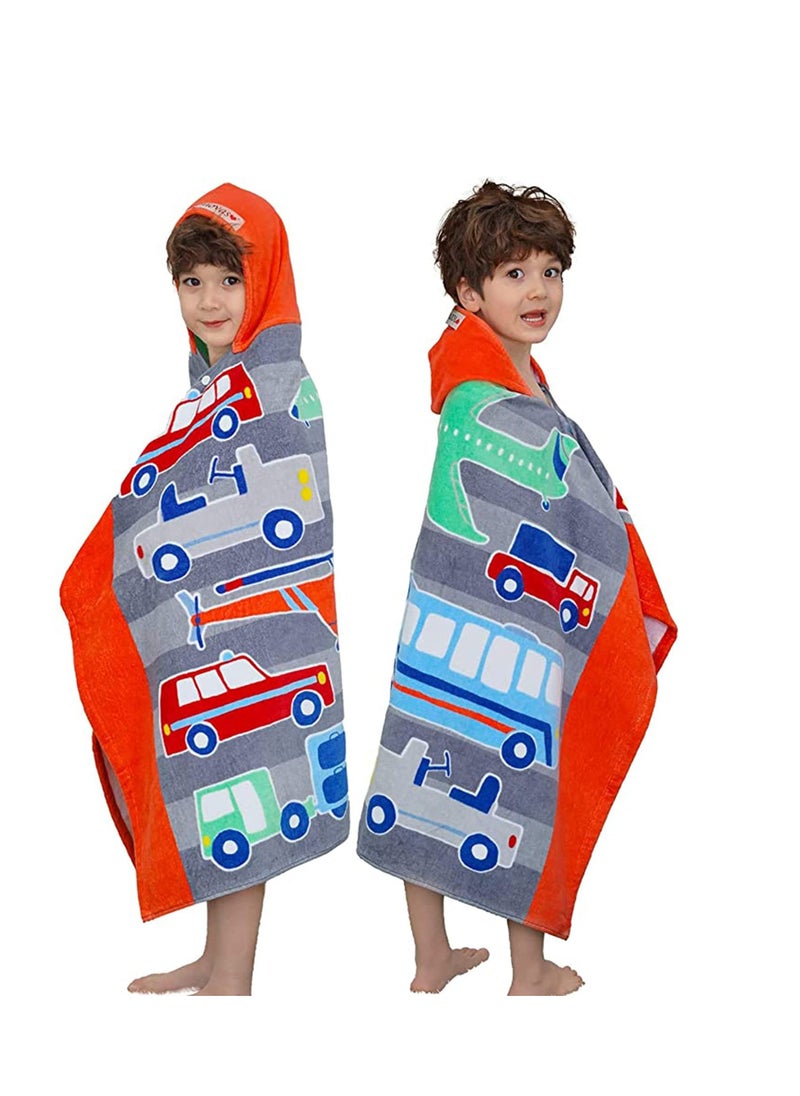 Beach Bath Towel with Hood for Kids Toddlers Boys Girls 3 to 12 Years, Oversize Extra Size 50