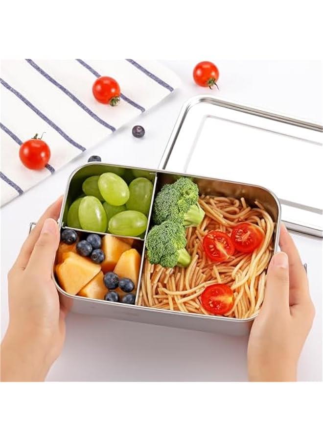 Stainless Steel Bento Box, 1400ml (48oz) Metal Food Storage Snack Containers, Reusable Dishwasher Safe Lunch Snack Boxes for Work, School, and Travel