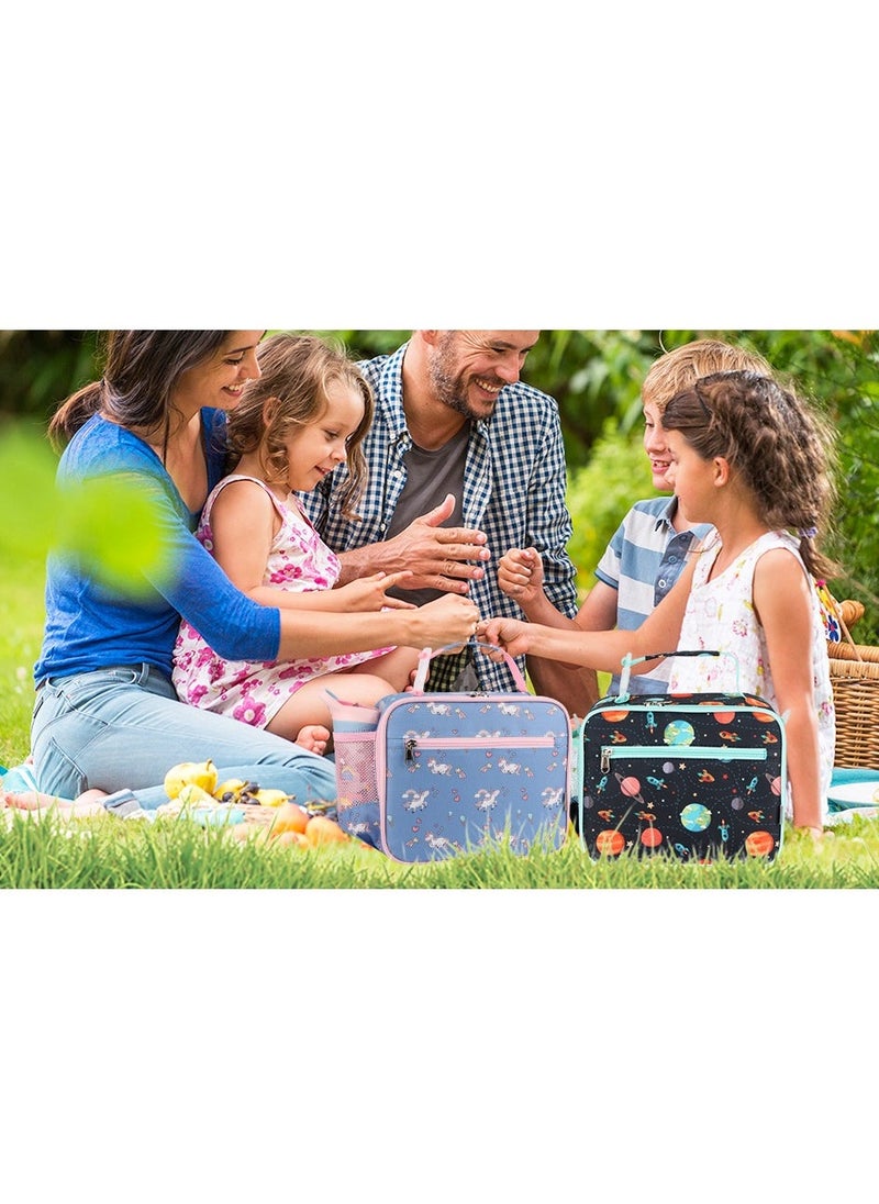 Insulated Lunch Bag, Leak Cool Bag with Holder, Kids Lunch Cool Bag with Adjustable Strap, Waterproof Lunch Box Bag for Adults Kids Boys Girls Work School Picnic (Planet)