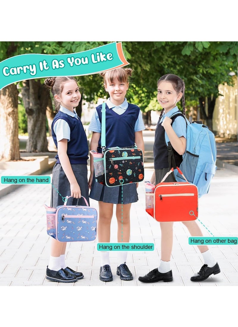 Insulated Lunch Bag, Leak Cool Bag with Holder, Kids Lunch Cool Bag with Adjustable Strap, Waterproof Lunch Box Bag for Adults Kids Boys Girls Work School Picnic (Planet)