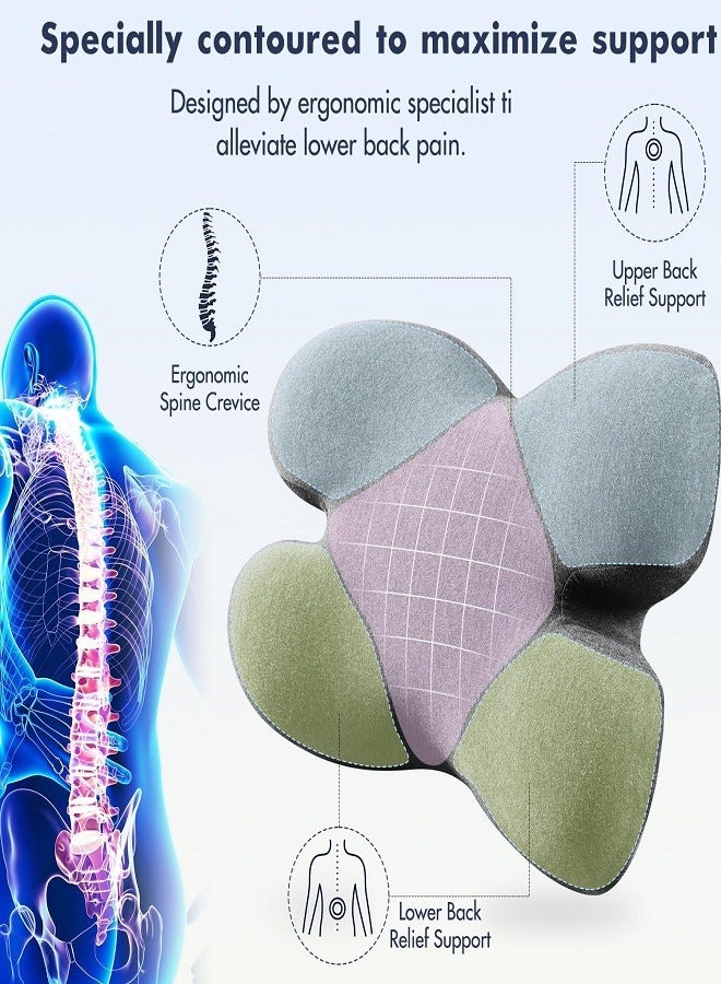 Lumbar Support Pillow for Office Chair Car Lumbar Pillow Lower Back Pain Relief Memory Foam Back Cushion with 3D Mesh Cover Gaming Chair Back Pillow Ergonomic Orthopedic Back Rest for Wheelchair Desk