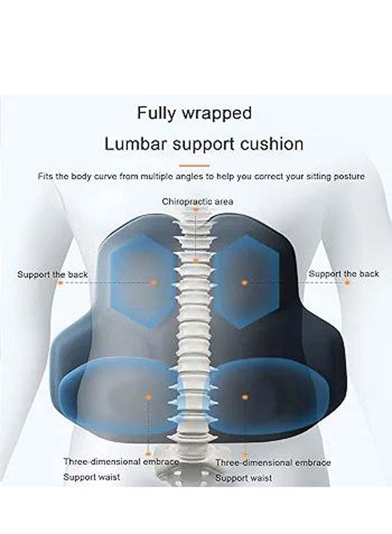 Lumbar Support Pillow, Car Lower Back Support Cushion with Memory Foam, Portable Comfortable Adjustable Backrest for Lower Back Pain Relief for Car, Office Chair, Home, Travel, Camping, Pink