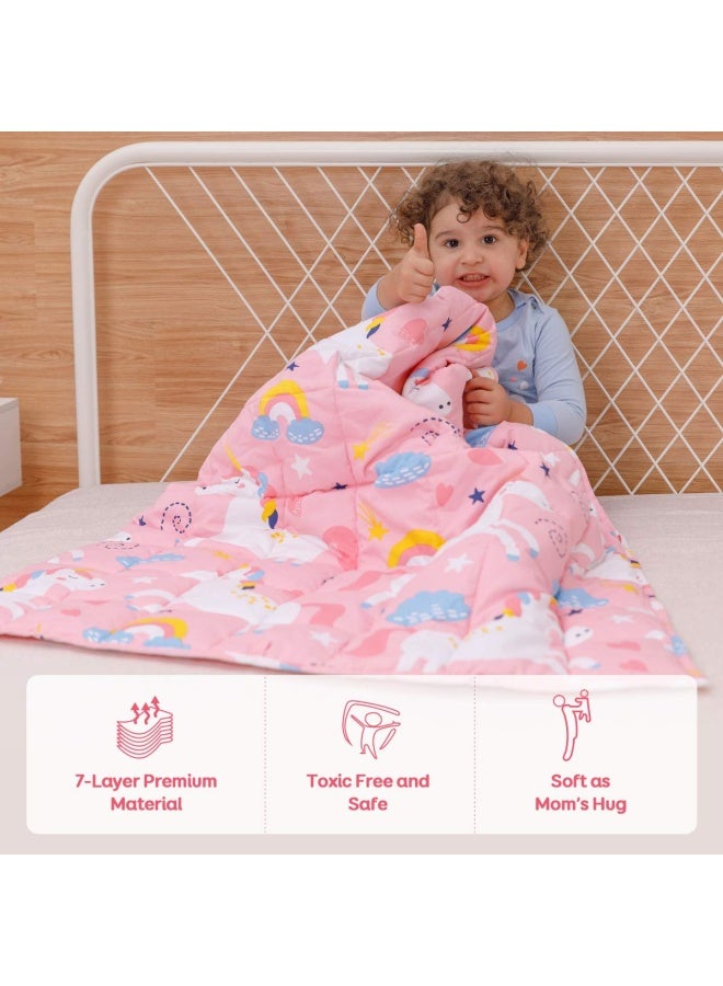 Weighted Blanket For Kids 5Lbs 36 X 48 Inches Heavy Weighted Blanket For Toddler With 100 Soft Cotton And Glass Beads Pink Unicorn