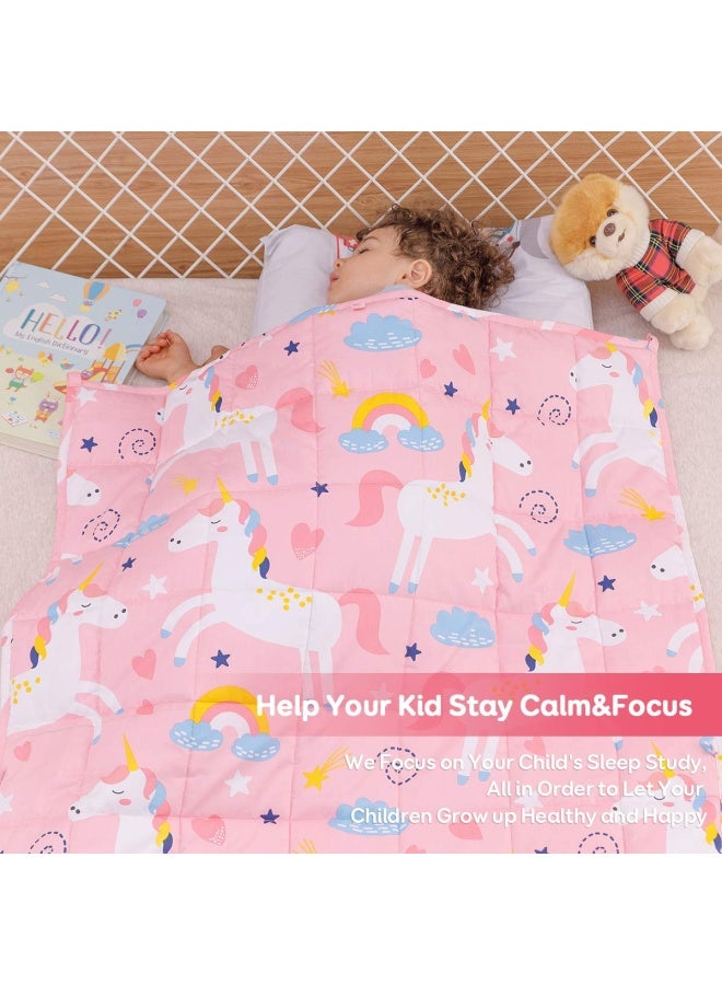 Weighted Blanket For Kids 5Lbs 36 X 48 Inches Heavy Weighted Blanket For Toddler With 100 Soft Cotton And Glass Beads Pink Unicorn