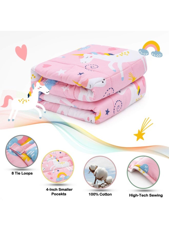 Weighted Blanket For Kids 5Lbs 36 X 48 Inches Heavy Weighted Blanket For Toddler With 100 Soft Cotton And Glass Beads Pink Unicorn