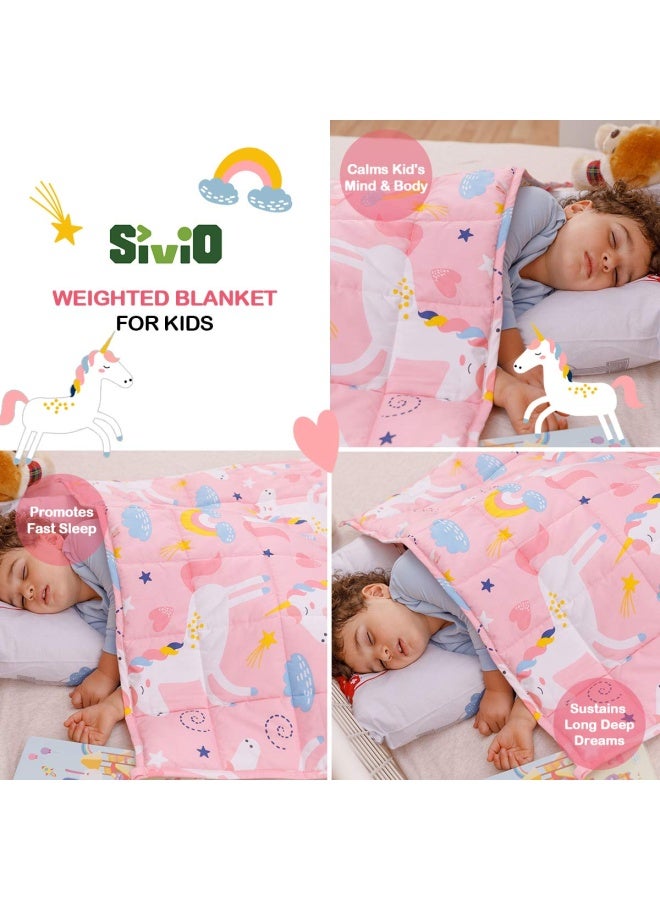 Weighted Blanket For Kids 5Lbs 36 X 48 Inches Heavy Weighted Blanket For Toddler With 100 Soft Cotton And Glass Beads Pink Unicorn