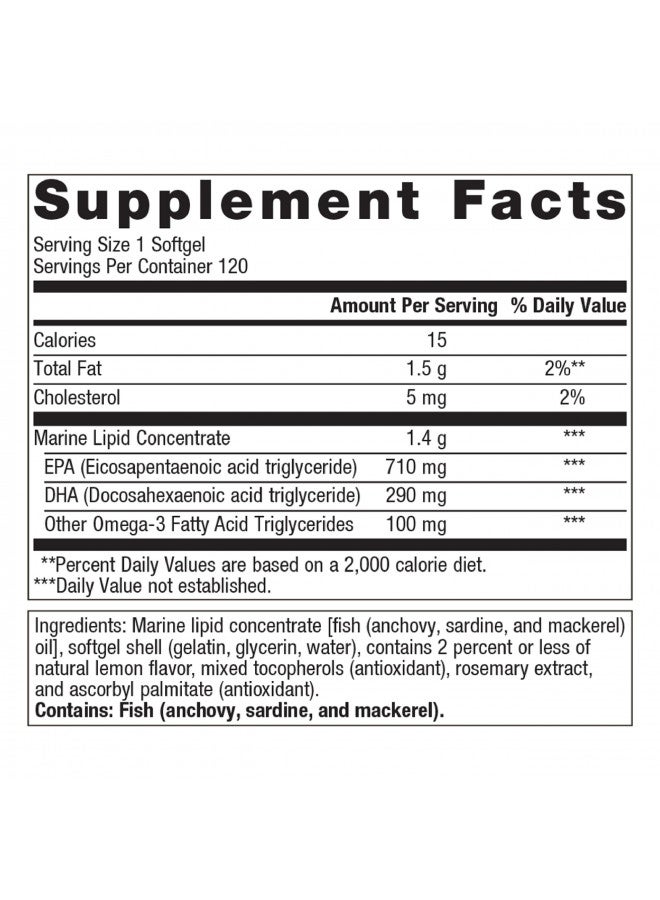 Metagenics OmegaGenics EPA-DHA 1000mg - Daily Omega 3 Fish Oil Supplement to Support Cardiovascular, Musculoskeletal and Immune System Health - 120 Count