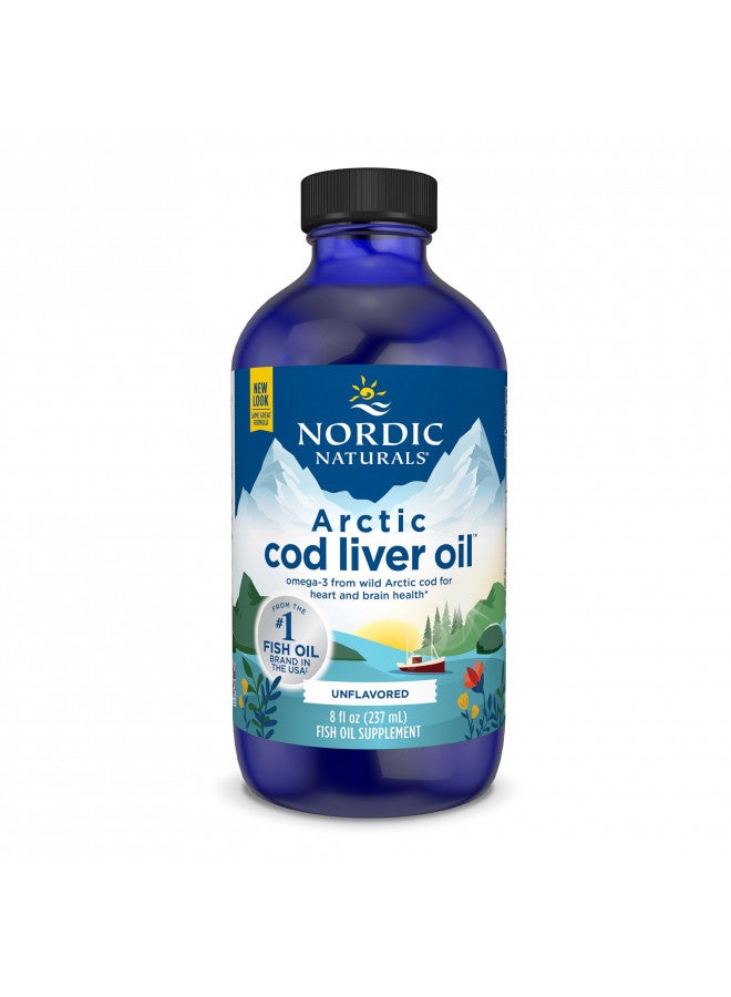 Nordic Naturals Arctic Cod Liver Oil, Unflavored - 8 oz - 1060 mg Total Omega-3s with EPA & DHA - Heart & Brain Health, Healthy Immunity, Overall Wellness - Non-GMO - 48 Servings