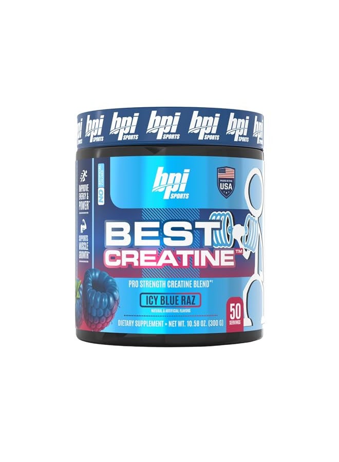 BPI Sports Best Creatine - Includes 6 Advanced Forms of Creatine - Supports Muscle Building and Post-Workout Recovery - Icy Blue Raz, 50 Servings