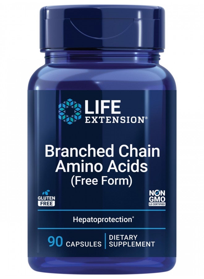 Life Extension Branched Chain Amino Acids - BCAA Supplement - Essential Nutrition L-Leucine, L-Isoleucine, L-Valine for Muscle Recovery Support after Workout - Gluten & GMO Free - 90 Capsules