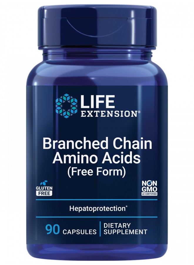 Life Extension Branched Chain Amino Acids - BCAA Supplement - Essential Nutrition L-Leucine, L-Isoleucine, L-Valine for Muscle Recovery Support after Workout - Gluten & GMO Free - 90 Capsules