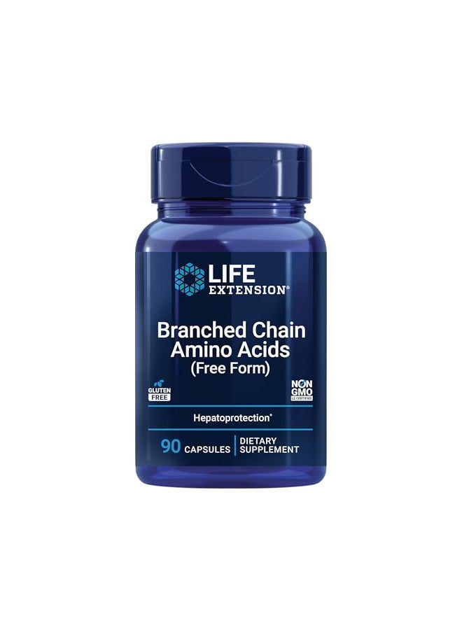 Life Extension Branched Chain Amino Acids - BCAA Supplement - Essential Nutrition L-Leucine, L-Isoleucine, L-Valine for Muscle Recovery Support after Workout - Gluten & GMO Free - 90 Capsules