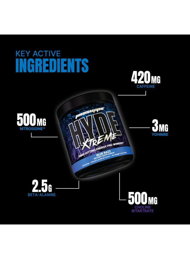 PROSUPPS® Mr. Hyde® Xtreme Pre-Workout Powder Energy Drink - Intense Sustained Energy, Pumps & Focus with Beta Alanine, Creatine & Nitrosigine, (30 Servings, Blue Razz Blitz)