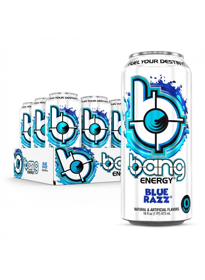 Bang Energy Blue Razz, Sugar-Free Energy Drink, 16-Ounce (Pack of 12)