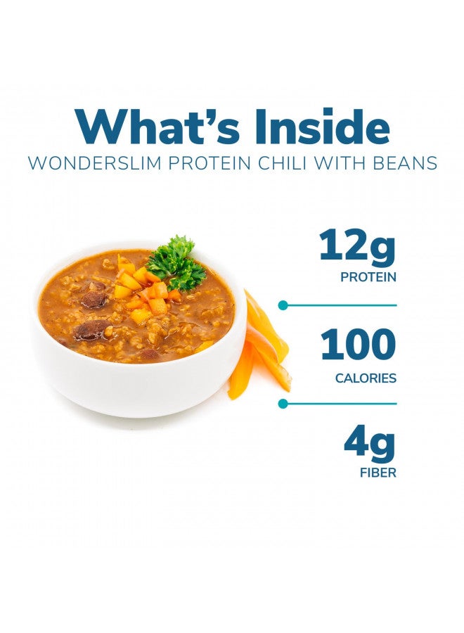 WonderSlim Protein Meal, Zesty Vegetable Chili w/Beans, 100 Calories, 12g Protein, 4g Fiber (7ct)