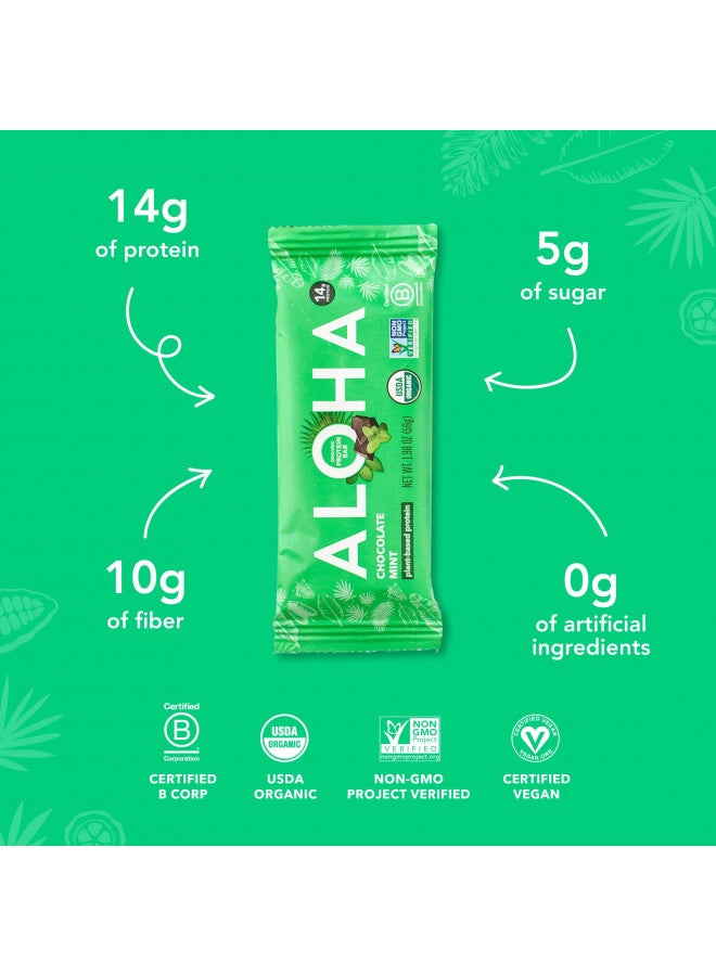 ALOHA Organic Plant Based Protein Bars, Chocolate Mint, 1.98 Oz (Pack of 12)