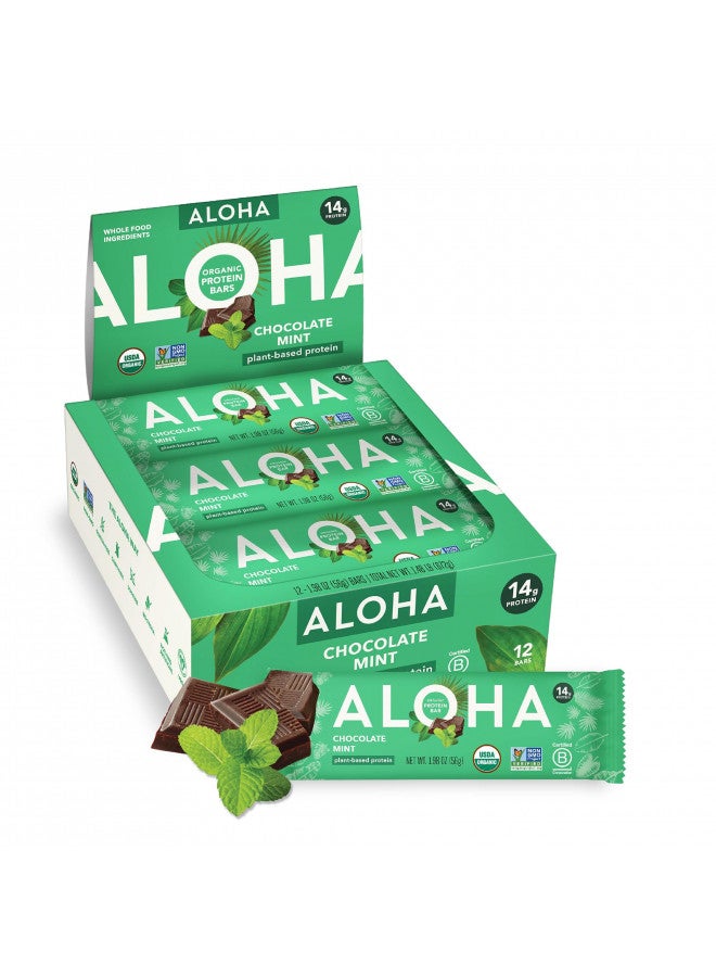 ALOHA Organic Plant Based Protein Bars, Chocolate Mint, 1.98 Oz (Pack of 12)