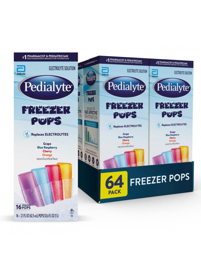 Pedialyte Electrolyte Solution Freezer Pops, Variety Pack, Pack of 64