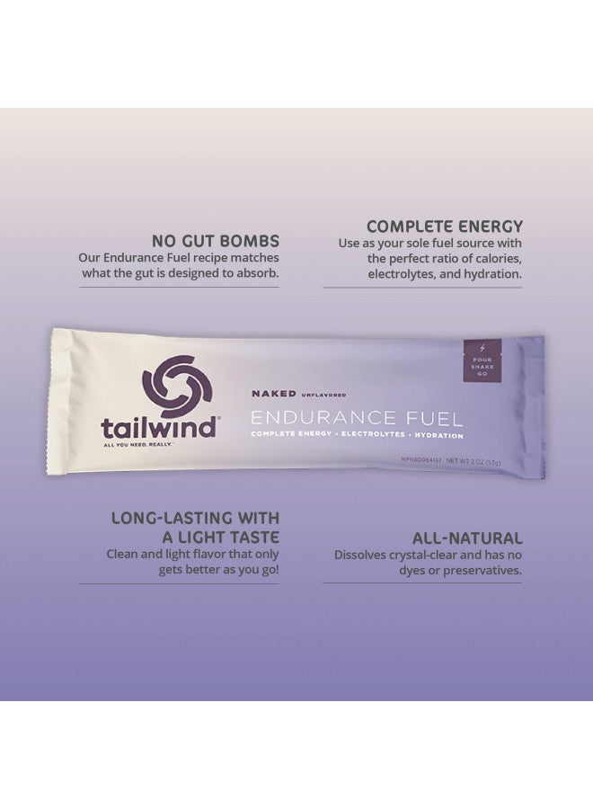 Tailwind Nutrition Endurance Fuel, Grab-and-Go Hydration Drink Mix with Electrolytes, Non-GMO, Free of Soy, Dairy, and Gluten, Vegan, Naked Unflavored, Pack of 12