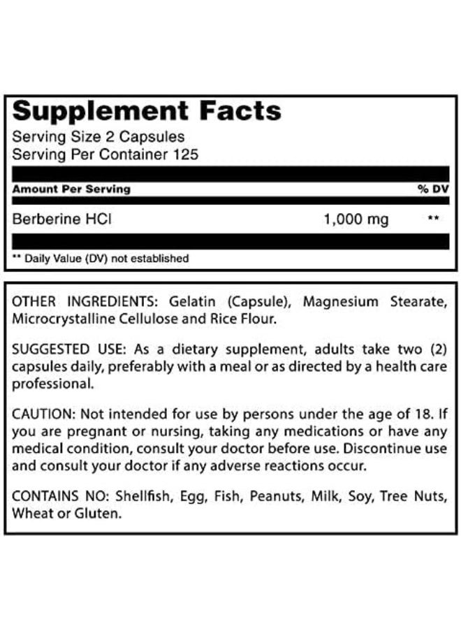 Amazing Formulas Berberine 1000mg Per Serving 250 Capsules Supplement | Non GMO | Gluten Free | Made in USA- Proudly Made in The USA with Guaranteed Purity & Potency