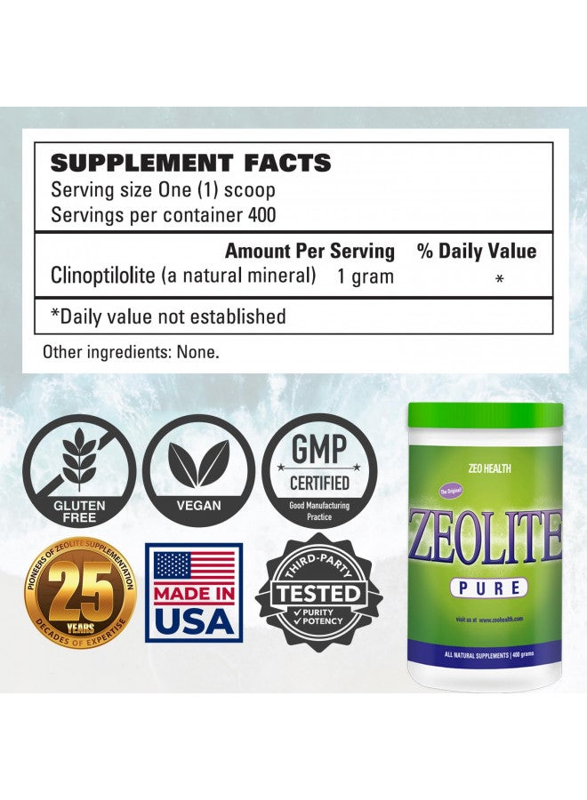 Zeolite Pure | Full Body Detox Cleanse | Safe, Gentle, & Effective Energy Booster That Supports Gut Health, Mental Clarity, & Healthy Inflammation Response | Original Zeolite Powder (400 Servings)