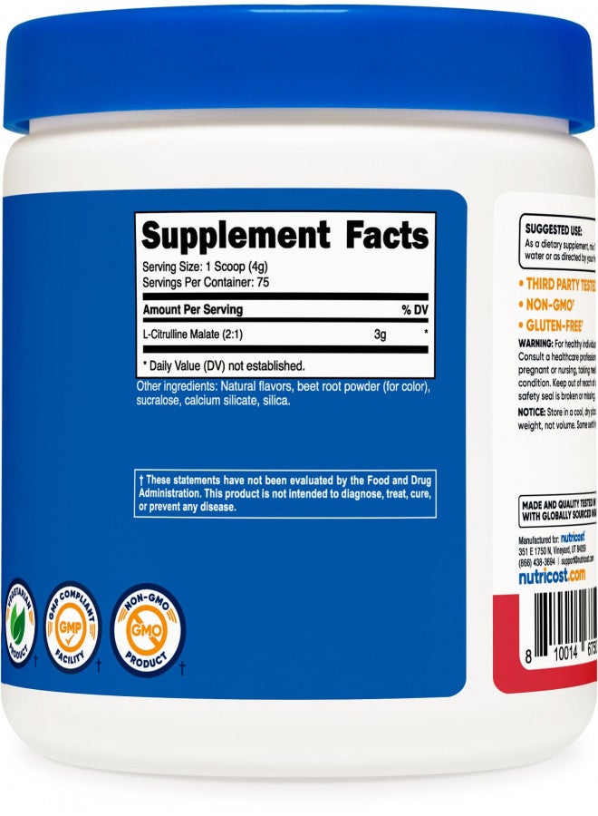 Nutricost L-Citrulline Malate 2:1 (300 Grams) (Strawberry Kiwi)