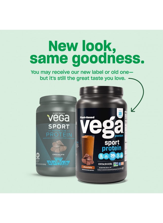 Vega Sport Premium Vegan Protein Powder Chocolate (45 Servings) 30g Vegan Protein, 5g BCAAs, Low Carb, Keto, Dairy Free, Gluten Free, Non GMO, Pea Protein for Women & Men, 4lbs (Packaging May Vary)